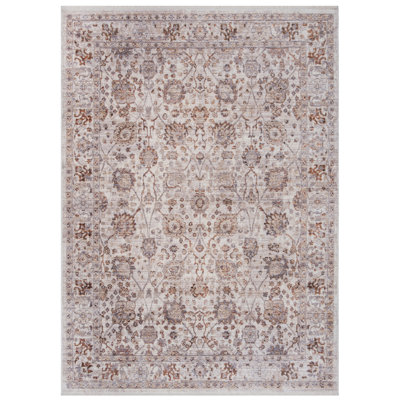 Rectangle Barbados Oriental Machine Woven Viscose Area Rug in Brown/White -  Darby Home Co, D76AD03A9FE642B2B9CE04E93E308871