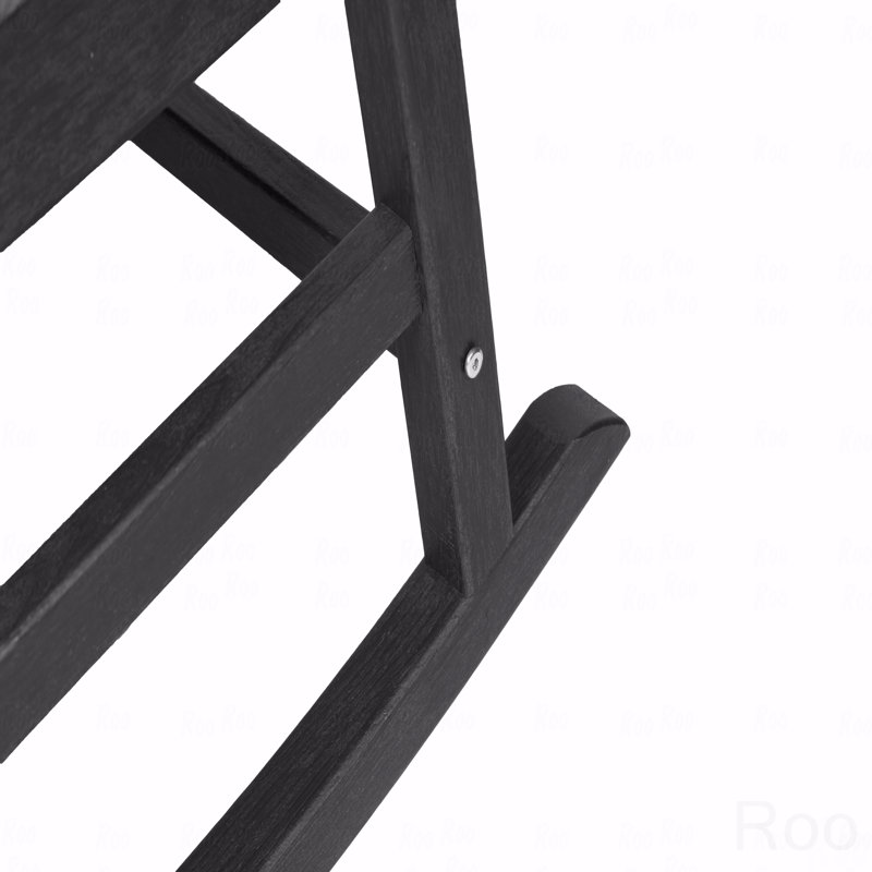 Outdoor Rocking Chair, With Wood-Texture, Black