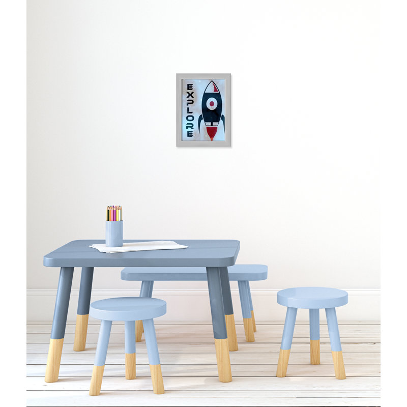 Space Transportation, 16" H x 12" W x 0.63" D, Silver Flat Framed
