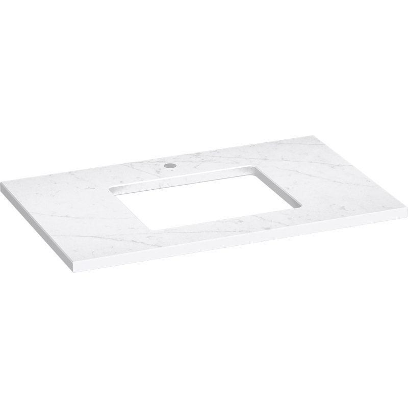 Jacquard Vanity With Quartz Countertop Sink, Linen White