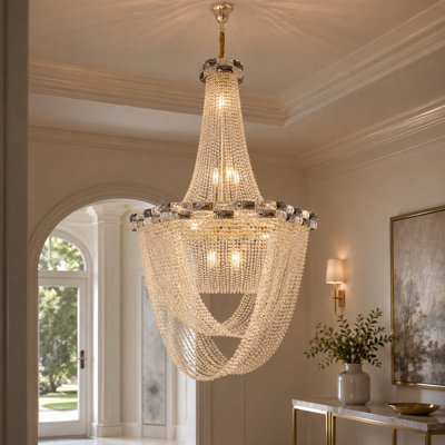 26-Light Dimmable Tiered Crystal Chandelier 