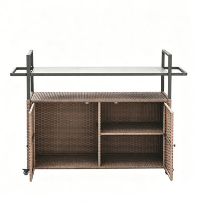 Chariot de rangement pour îlot de cuisine avec plateau en verre 51,2 po