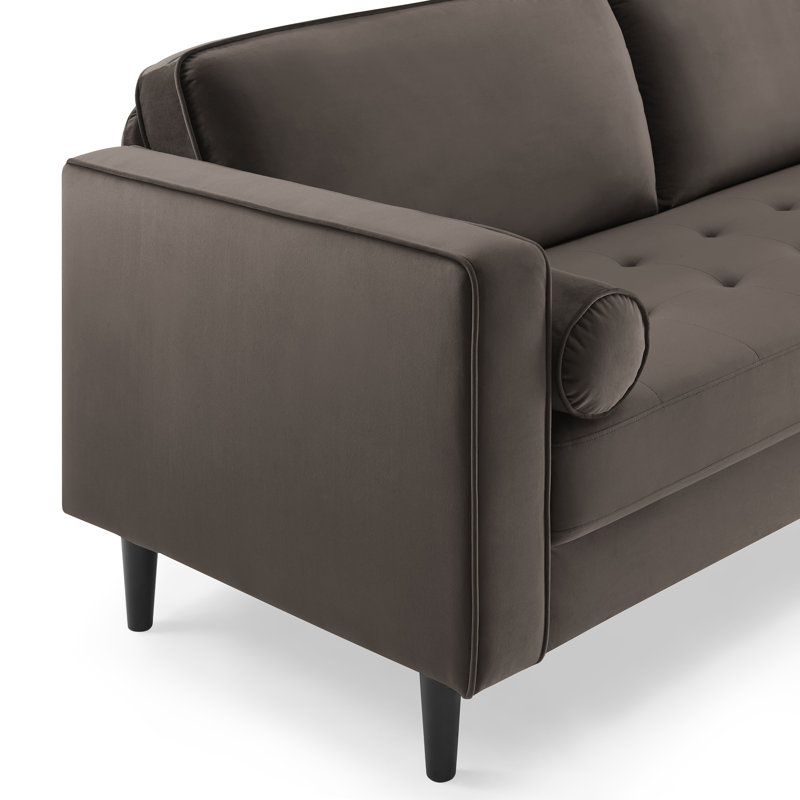 Jeses 207Cm Square Arms Sofa, Grey Velvet