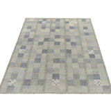 Scandinavian Rug In Blue, Grey Geometric Pattern By Rug & Kilim