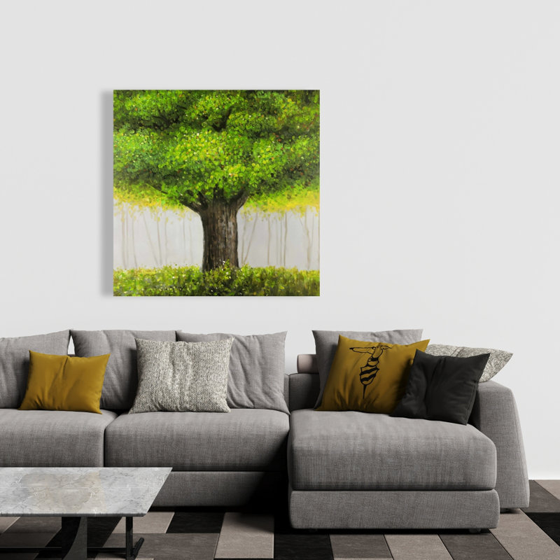 Grand arbre vert - Arbres, toile brune pour la décoration intérieure | Art