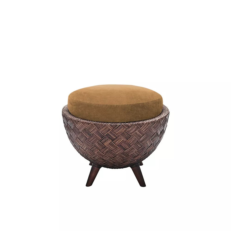 La Luna Round Ottoman, Brown