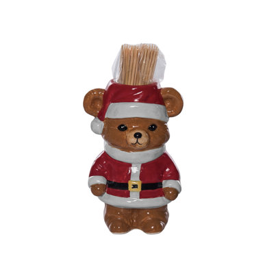Ceramic Beary Toothpick Holder, Red, Ceramic, Table, Kitchen, Christmas, Tabletop, Toothpick Holder