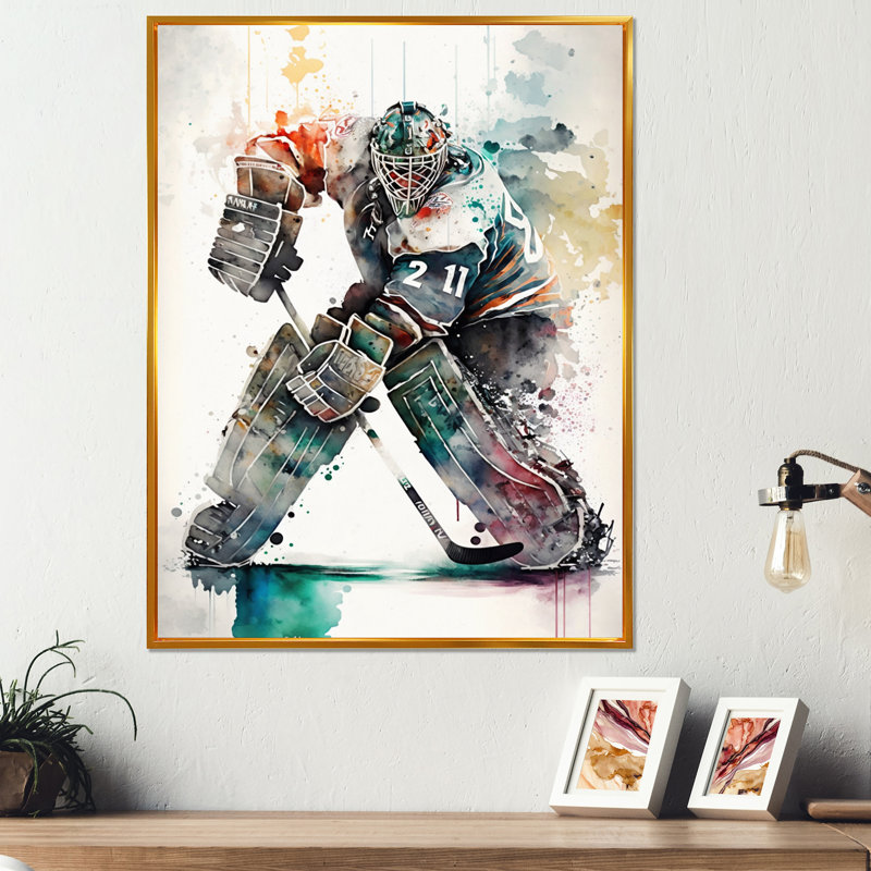 Hockey sur gazon sur glace pendant le jeu II - Impression sur toile, H 40 po x l 30 po x P 1,5 po