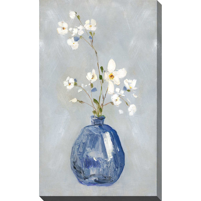 Cottage en fleurs II - Peinture, L 18 po x H 30 po, Toile tendue
