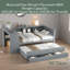 Lit de jour avec couchette, structure de lit de jour en bois avec tiroirs de rangement et tablettes latérales, lit de jour avec bureau, aucune boîte à ressorts nécessaire-970073108-970073132