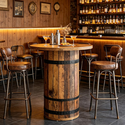 Table de bar - Panneau de fibres à densité moyenne - 1 pièce - Table de bar - Brun - Design industriel