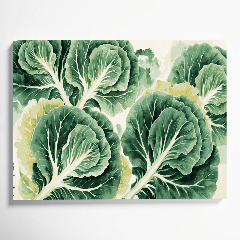 Légumes, chou chinois sur toile beige Napa, H 11 po x l 14 po