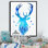 Tête de cerf bleu abstrait - Impression sur toile