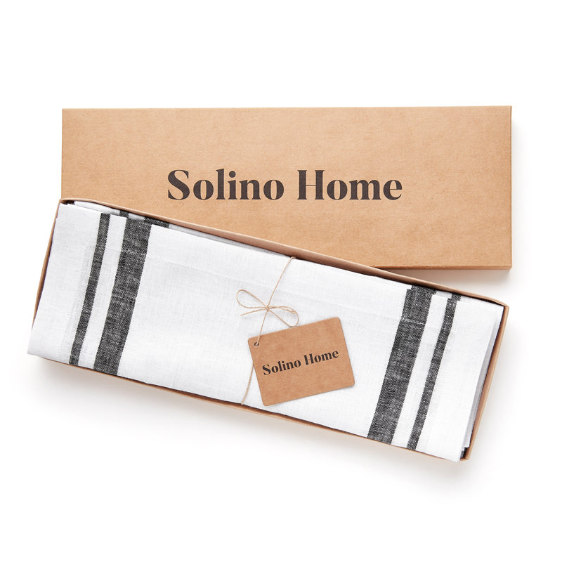 Black and White French Stripe Linen Placemats Set of 4