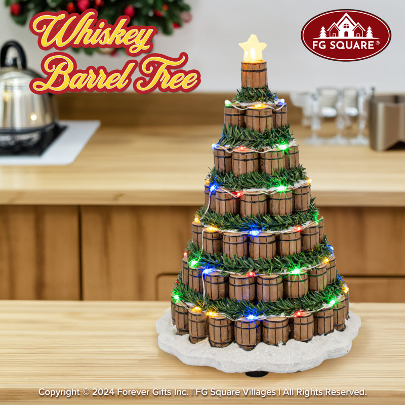 Whiskey Barrel Christmas Tree With Led Lights