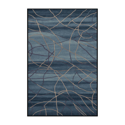 Machine Washable Abstract Gray Area Rug