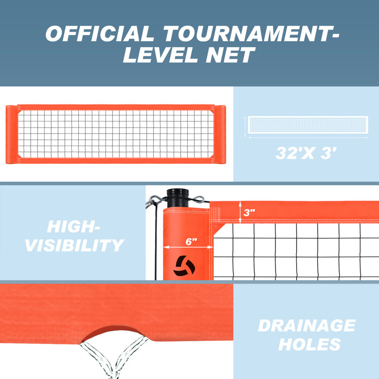 beach volleyball net dimensions