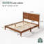 Grand lit plateforme en bois de pin massif de style Mid-Century, brun-507542026-507542027