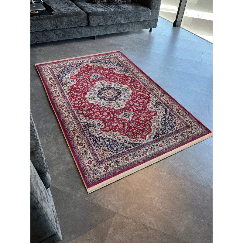 Tapis décoratif multicolore à motif floral, Rectangle 4 pi 11,06 po x 7 pi 6,55 po