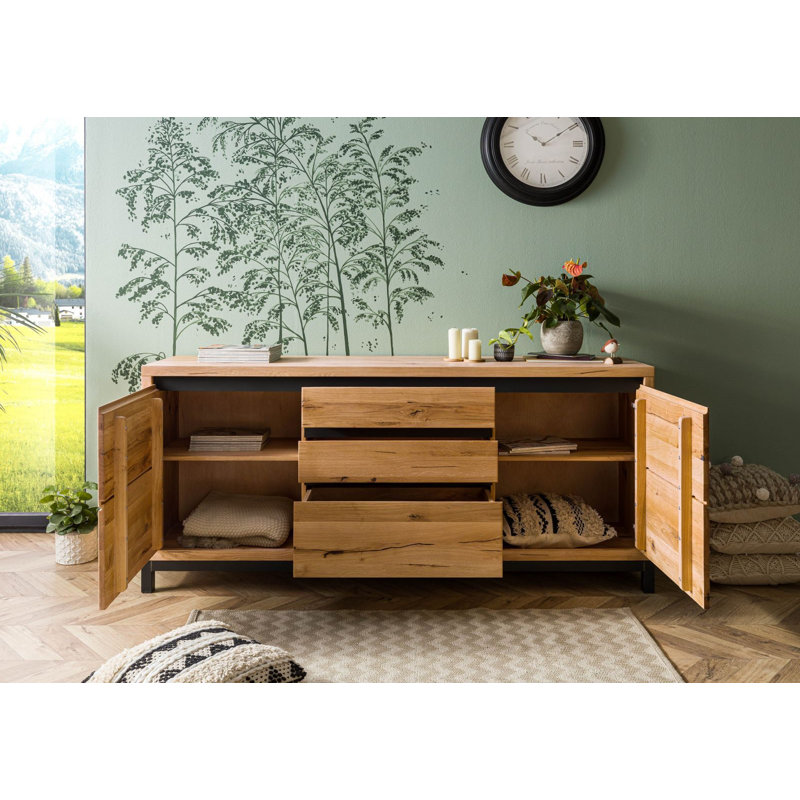 Villanders 190cm Solid Wood Sideboard, Natural Brown