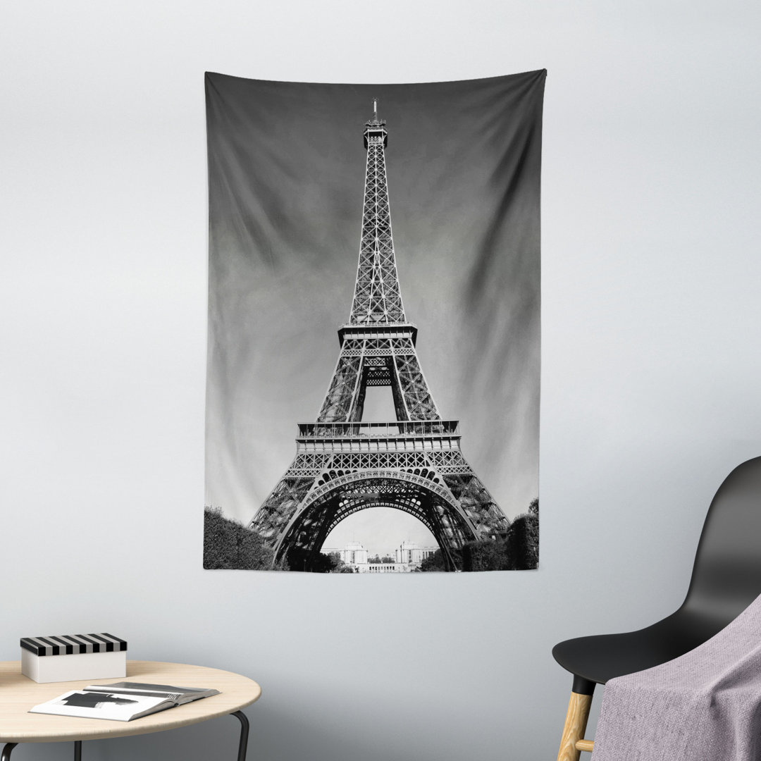 Tapisserie Eiffelturm Paris Wahrzeichen Monochromes Bild von Stadtbild Europäische Stadt