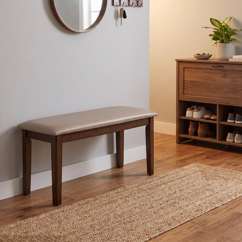31" Upholstered Bench ,Solid Wood Frame Entryway Dining Bench with Breathable Tech Fabric Cushion