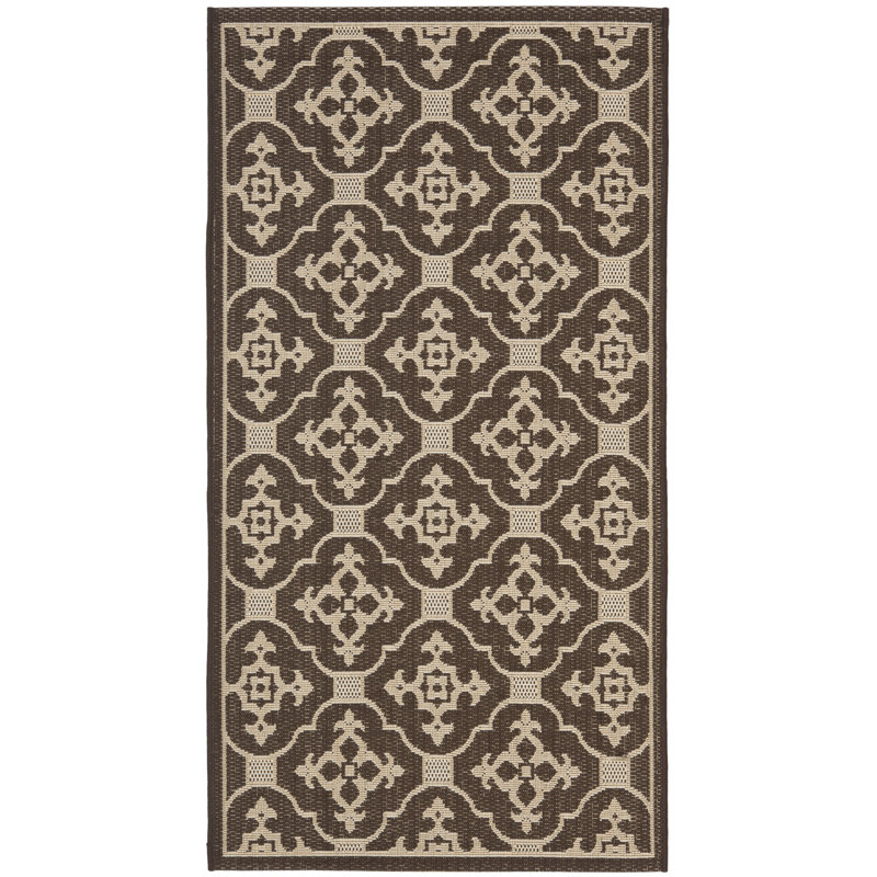 Aengus Brown/Tan Indoor/Outdoor Area Rug, Rectangle 4' x 5'7"