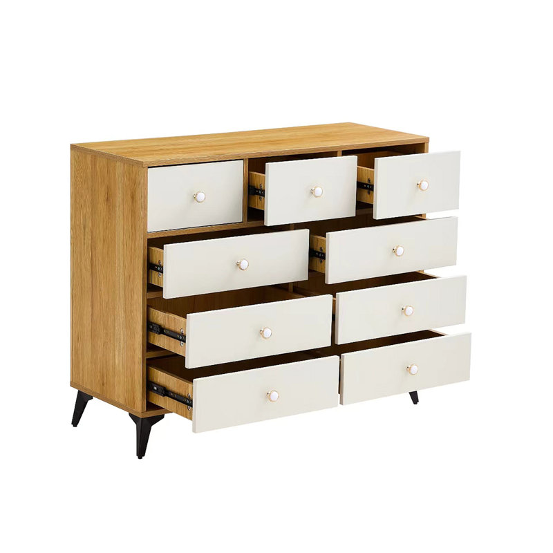 Commode 9 tiroirs en bois massif, Bois