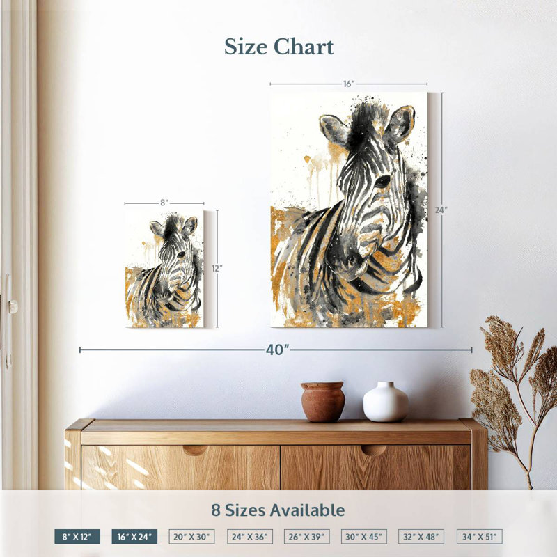 Brampt Water Zebra With Gold, 12" H x 8" W