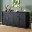 Buffet haut de gamme arqué noir moderne, en bois massif, de grande capacité, convenant à la fois au salon, au vestibule et au couloir.
