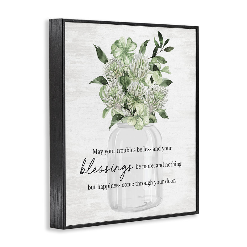 «Lucky Clover Blessing», art de la giclée encadrée par lettré et doublé, Giclée encadrée noir minuit, H 14 po x l 11 po