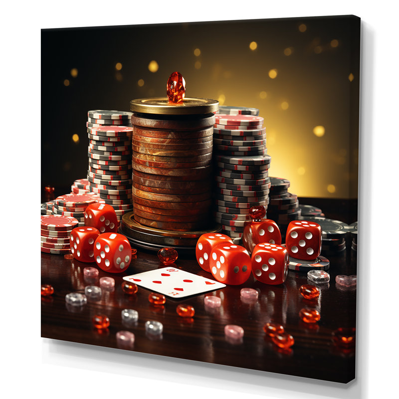 Art de jeu de casino «Poker III» - Casinos / traces de course, art mural, Toile tendue, H 36 po x l 36 po