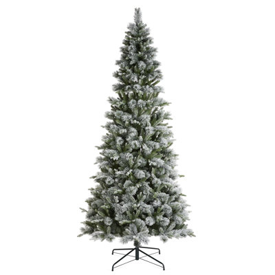 Whispering Snowy Pine Pre-Lit Flocked Slim Pine Artificial Christmas Tree with Lights