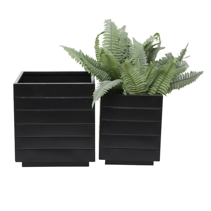 Metal Planter Box, Black, 14.1" H x 13.4" W x 13.4" D