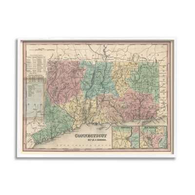 Carte vintage de l'État du Connecticut, carte de la région rétro par Daphne Polselli