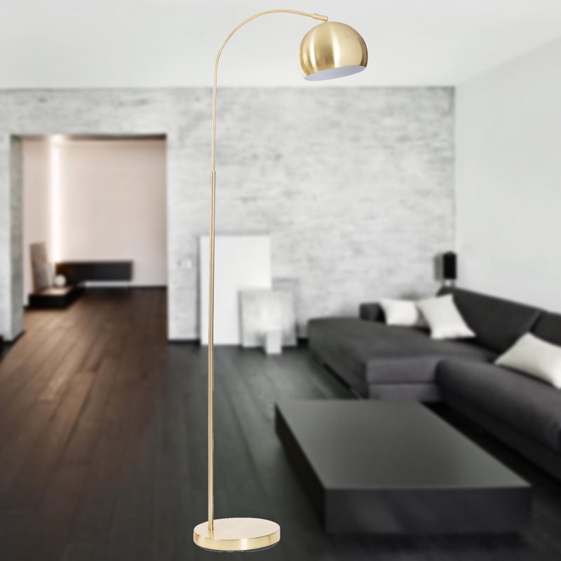 Plemons 150cm Arched Floor Lamp Set, Satin Brass, Satin Brass