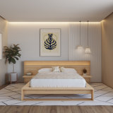 Lido Queen Size Bedframe with Wide Headboard with Integrated Lights