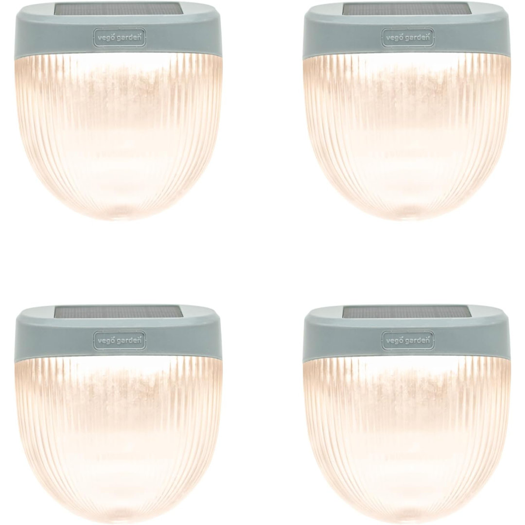 Add ons Rippled Outdoor Waterproof Solar Powered Integrated LED Deck Light Pack (Set of 4) Vego Garden Fixture