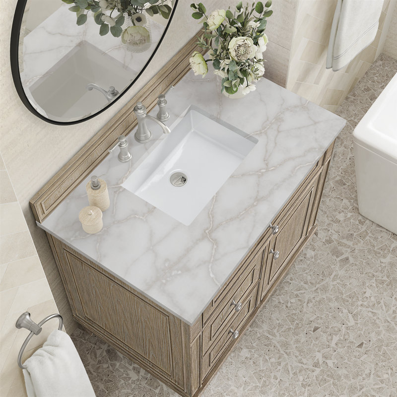 Lorelai 36'' W Single Vanity, Whitewashed Oak, Victorian Silver, 8" Widespread