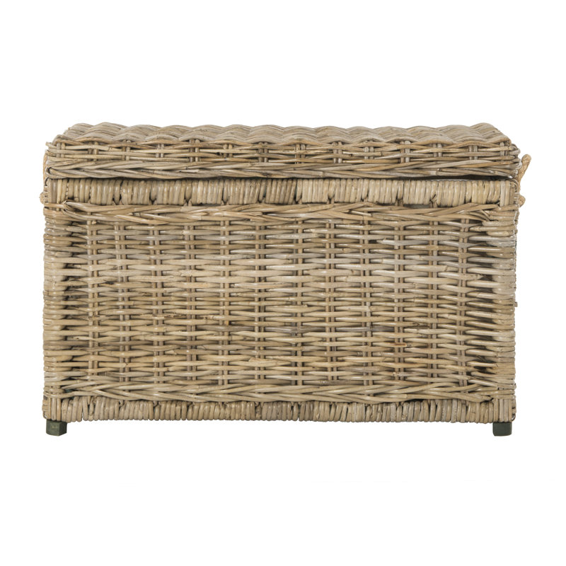 Jacob Hand-Woven Wicker Storage Trunk, Dark Brown Wash