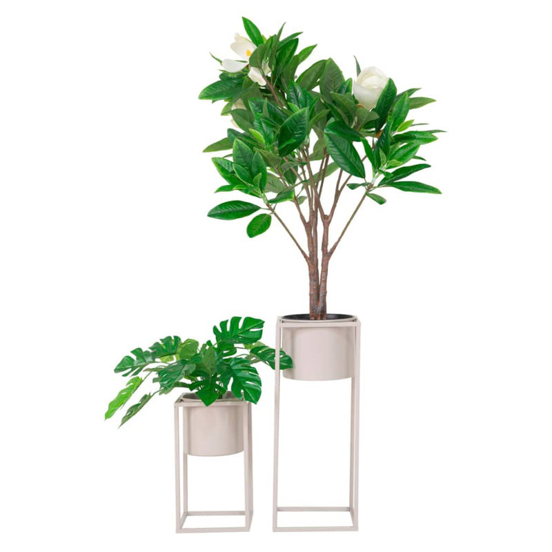 Korilynn Metal Pot Planter, Grey Beige