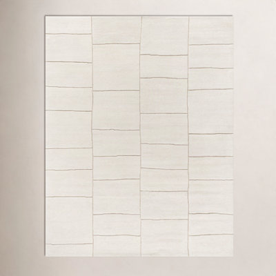 Hand-Tufted Geometric Ivory Rug