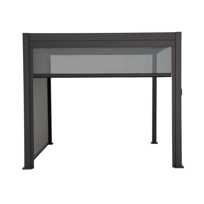 Charcoal Black Adjustable Pull-Down Privacy Screen for Pergola