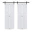 Double porte coulissante double à 2 panneaux Cottagestyle en panneau de fibres à densité moyenne de 64 po x 84 po avec quincaillerie-118308859
