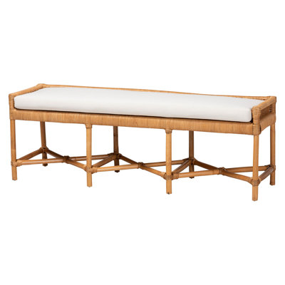 Banc d'appoint en rotin naturel Adonia de Bali & Pari avec siège rembourré