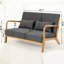 Chaise de loisirs Modern 2 avec pieds en bois massif, rembourrage en éponge, tissu de lin, accoudoirs et éponge de couleur gris foncé, gris respirant, aspect