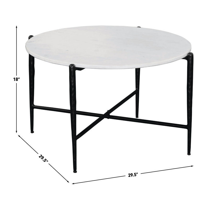 Loxie White Marble Top Round Coffee Table