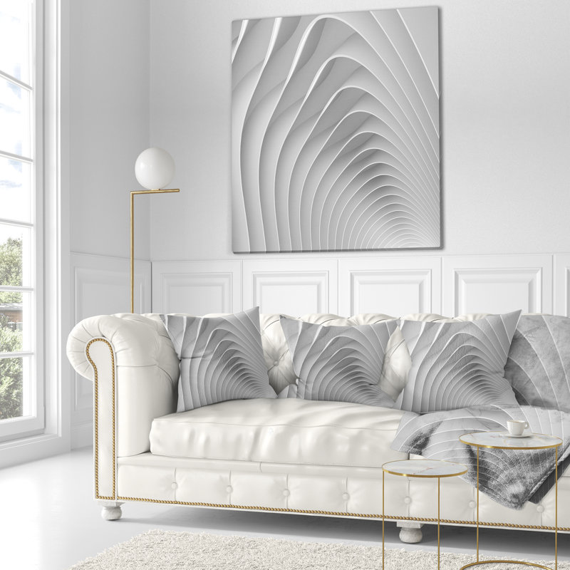 Fractal Bulgy White Waves - Coussin décoratif à imprimé abstrait, H 18 po x l 18 po
