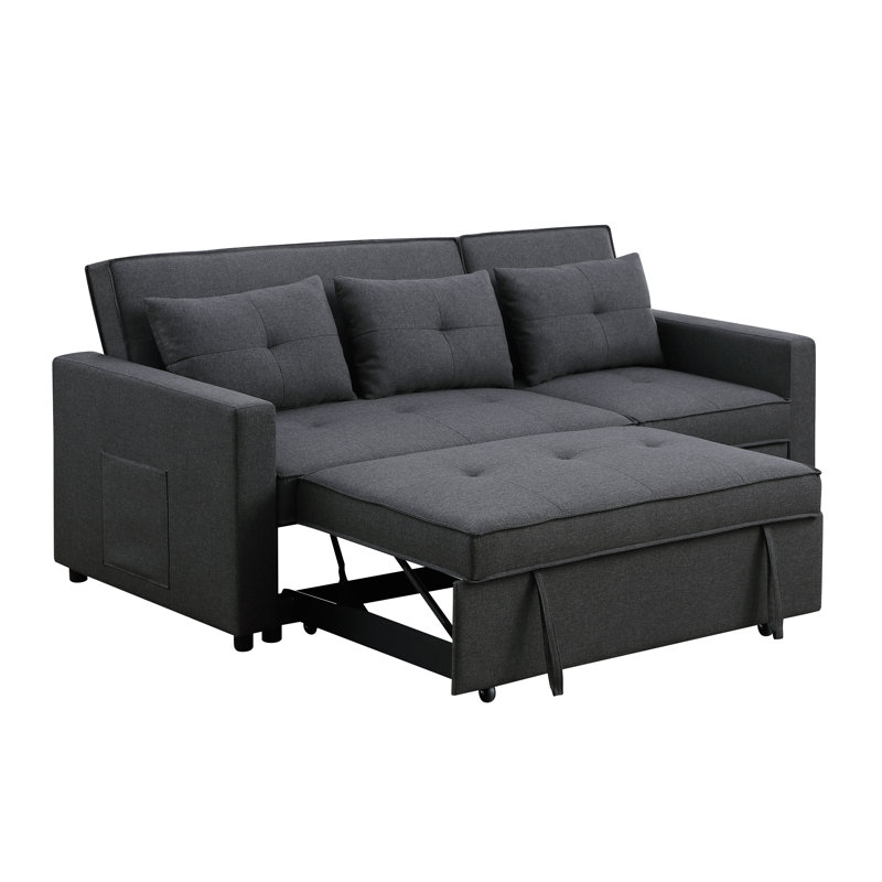 Risner Upholstered 79.5'' Sleeper Sofa, Dark Gray Linen