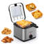Friteuse électrique 1000 W, capacité de 2,5 pintes, fenêtre facile à voir et contrôle de la température réglable, acier inoxydable